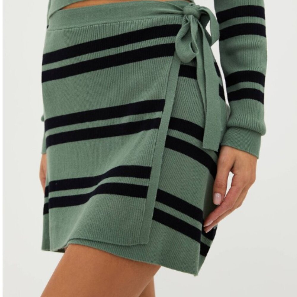 Beach Riot Knit Striped Wrap Skirt
